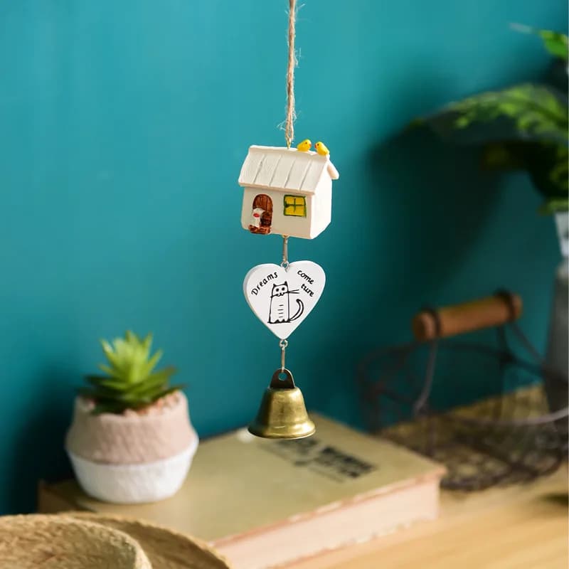 Japanese Resin Wind Chimes, Room Bells, Car Pendant, Cartoon Black Cat, Birthday Gift, Balcony Sunny Day Doll