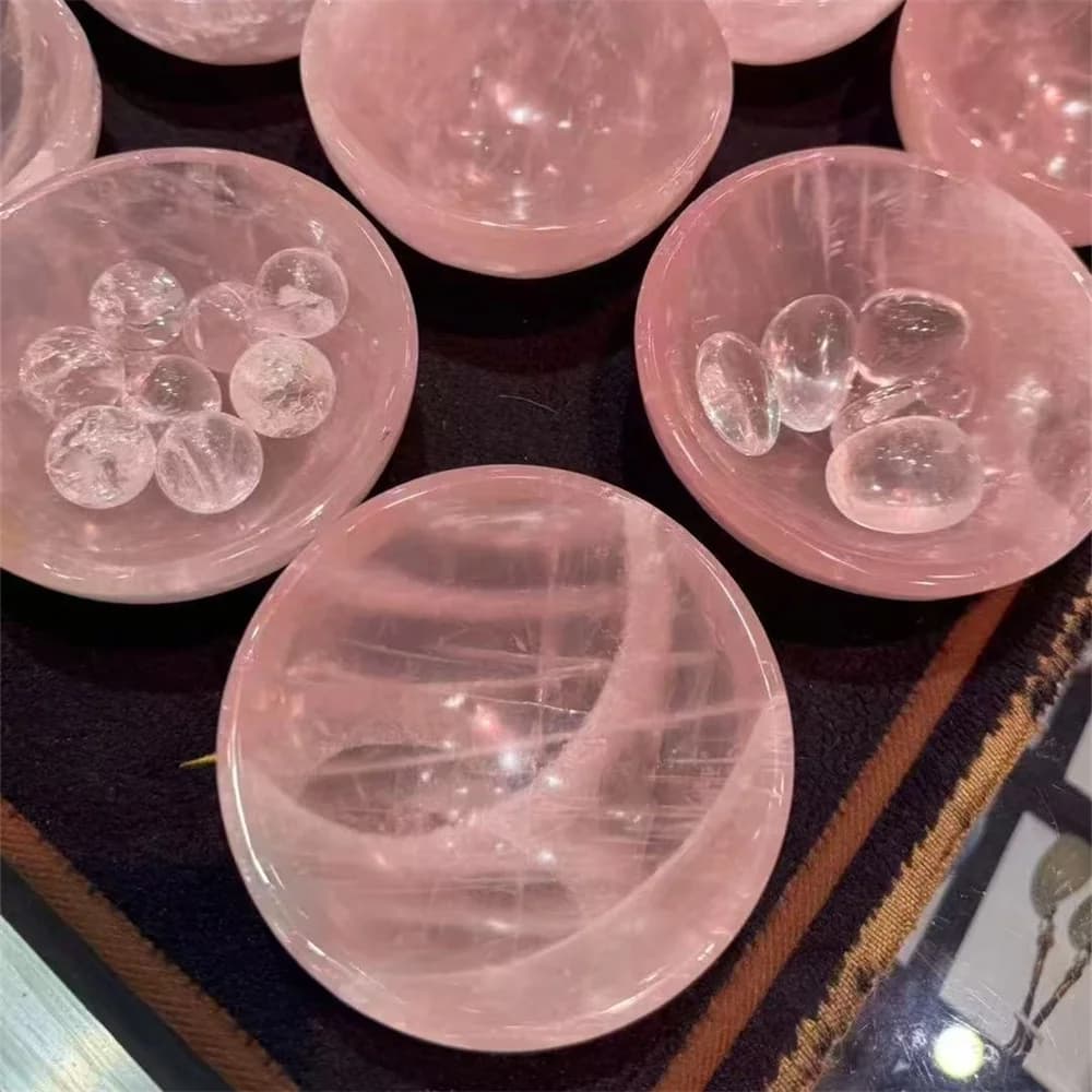 Natural rose quartz bowl Energy gem, Reiki healing, gift, square will decorate, meditation