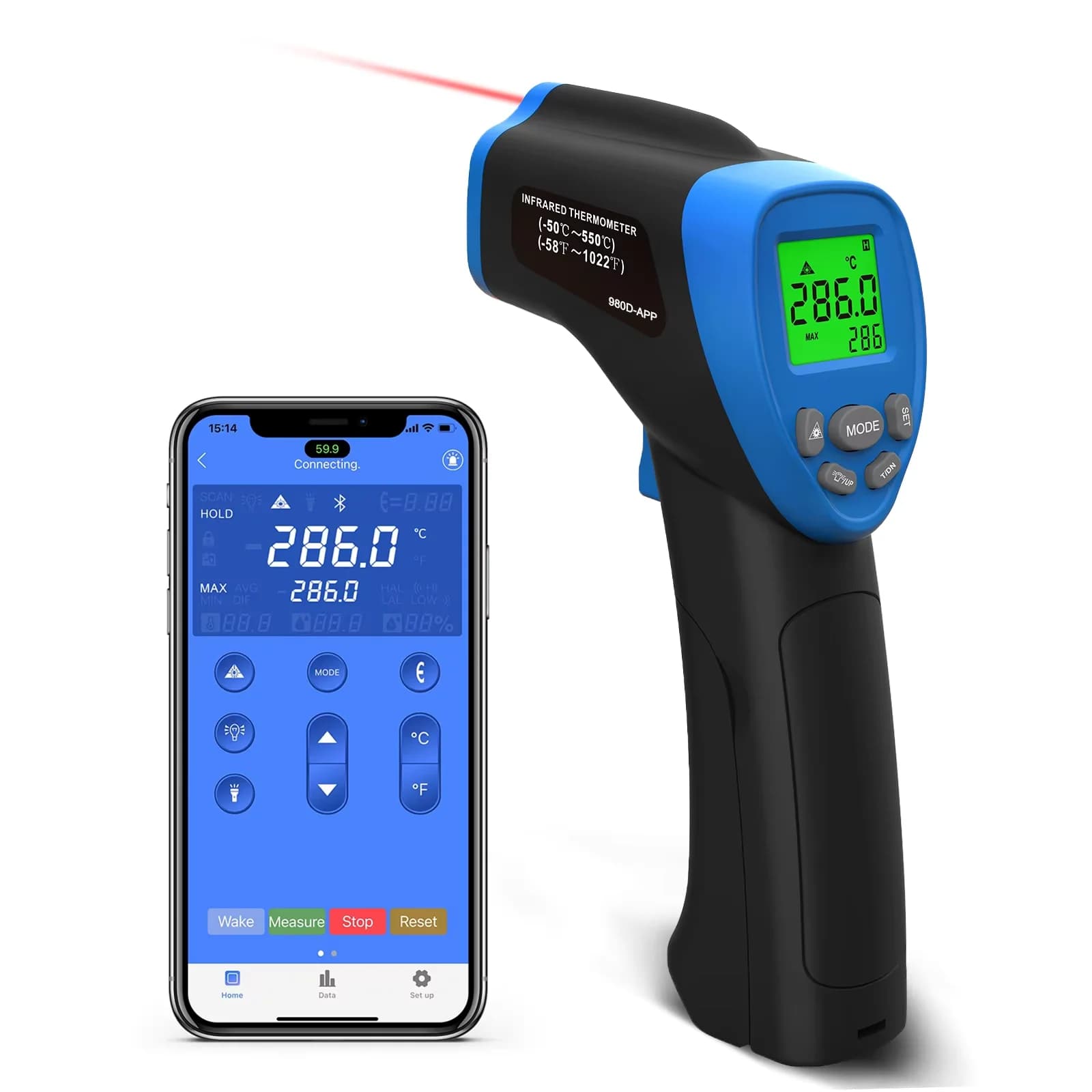 Low Temperature Infrared Thermometer Gun, HP-980D-APP Measurement Range -50℃ To 550℃, For Inspection Semiconductor Overheating