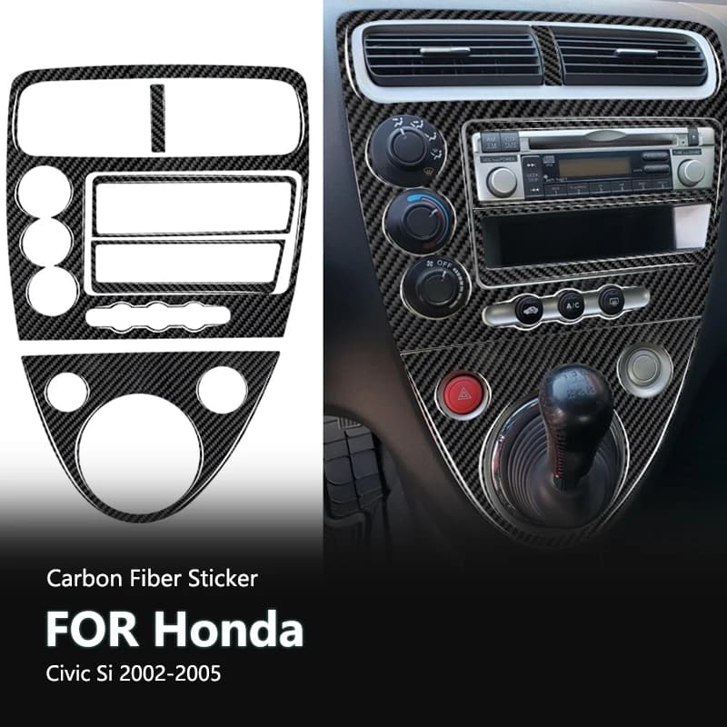 Auto Central Control Carbon Fiber Interior Stickers For Honda Civic Si 2002 2003 2004 2005 Car Interior Accessories