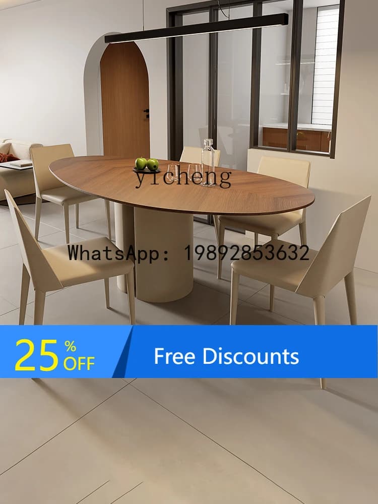 AB  antique solid wood dining table and chair combination light table luxury oval household dining table