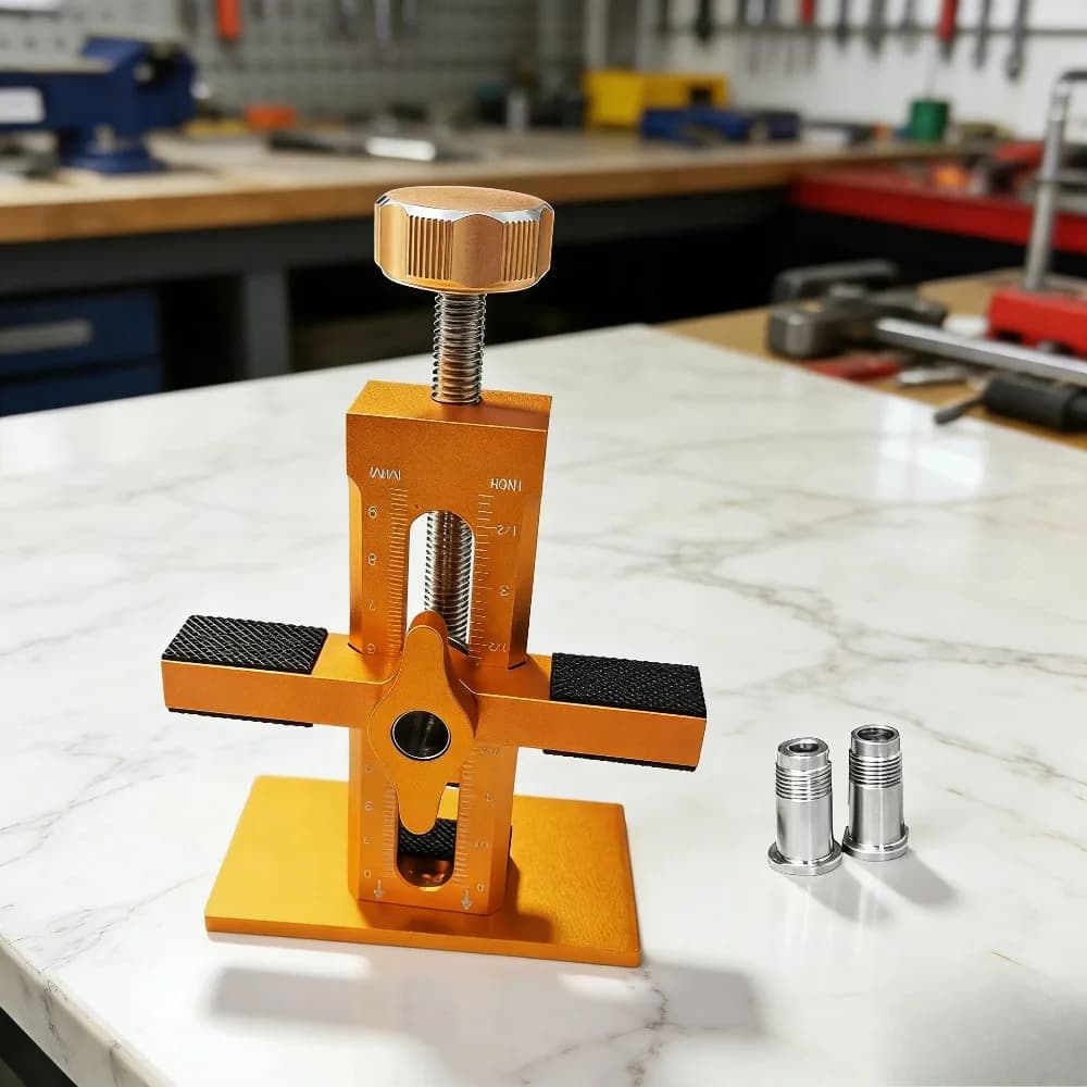 2-in-1 Cabinet Door Installation Jig with Quick Edge Positioner Rebounder Punched Mounting Jig for Wardrobe Panel
