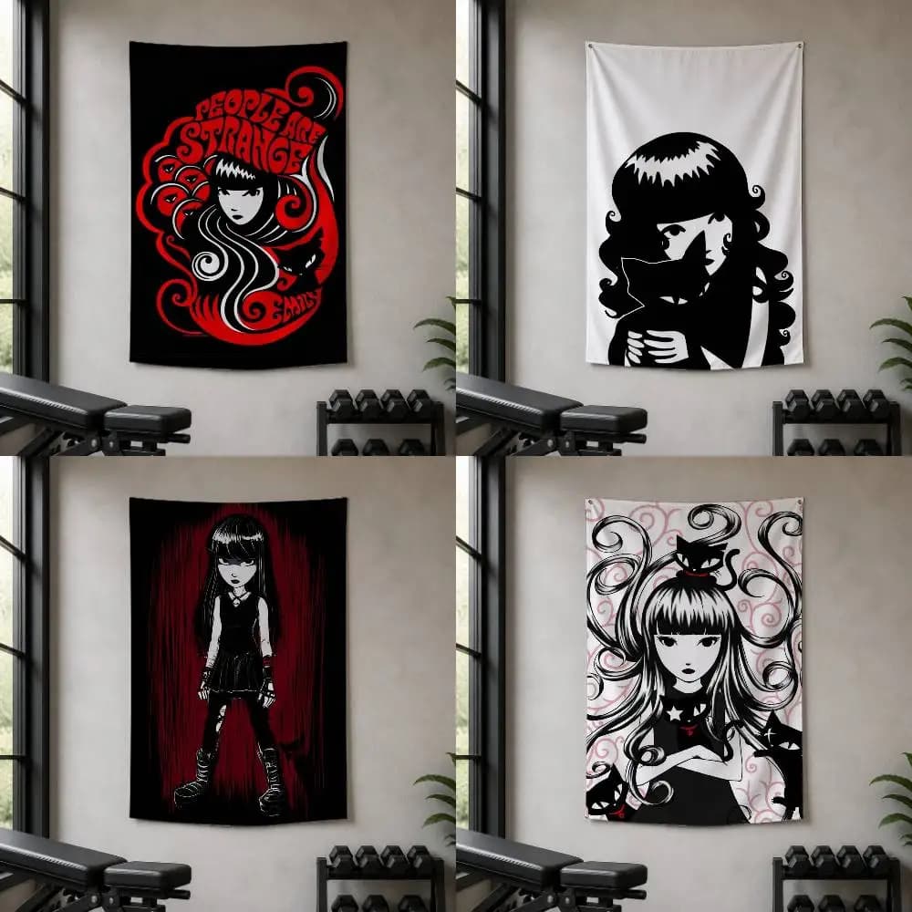 E-Emily the Strange  Decorative Hanging Flag with Grommets for Garage Bedroom Dorm Wall Decor