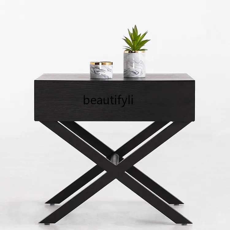 Italian Style Solid Wood Bedside Table Bedroom Storage Nordic Creative Bedside Cabinet Coffee Table