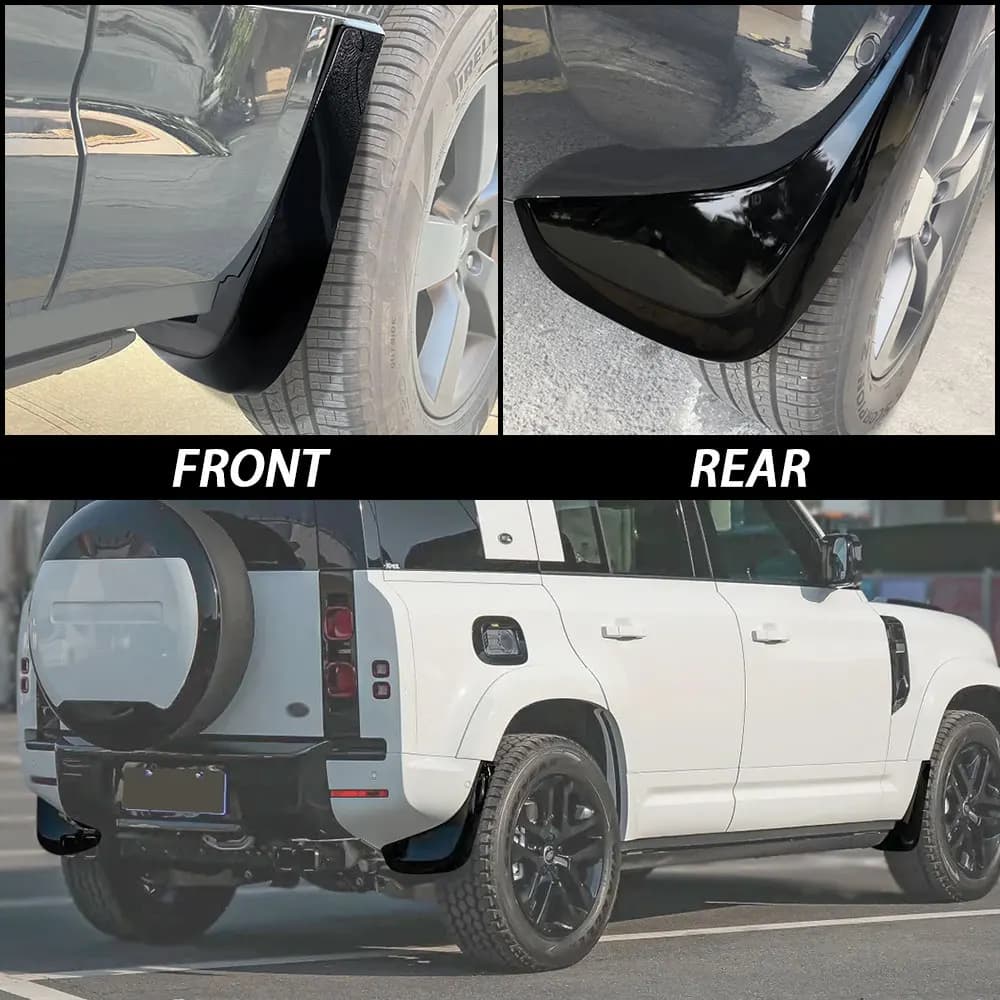 4pcs front & Rear glossy black Mud Flaps Splash Car Mudguard Fenders For Land Rover Defender 90/110/130 2020-2024 Accessories