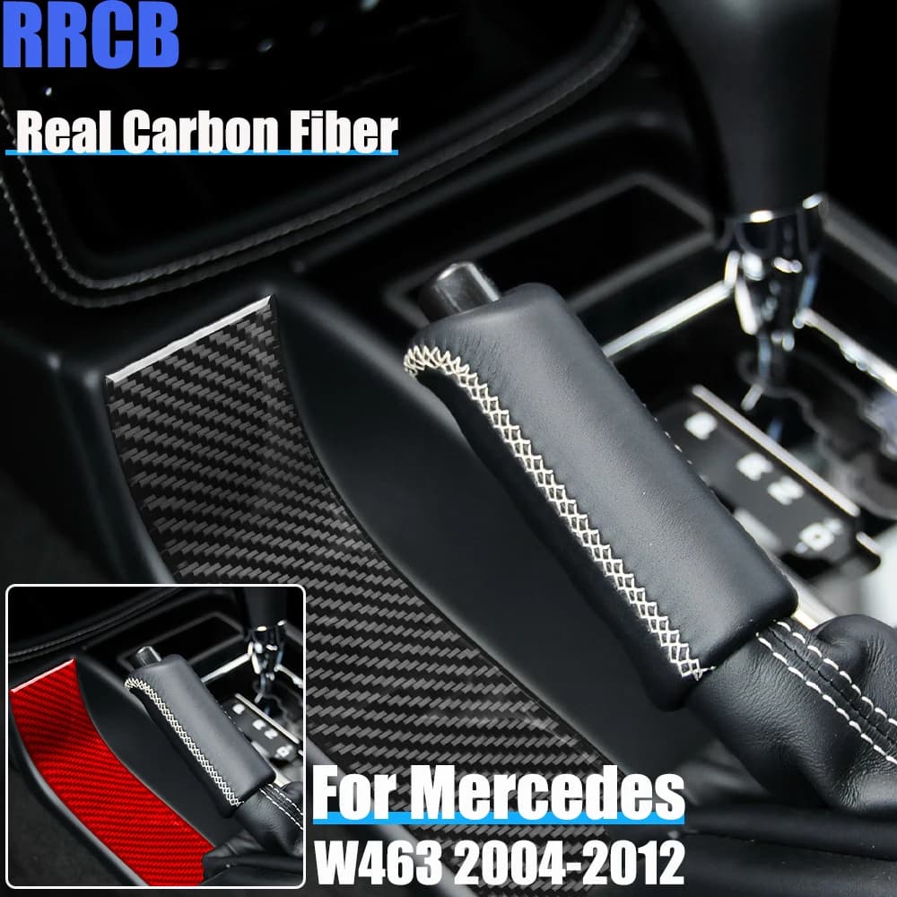 Real Carbon Fiber Car Accessories Handbrake Panel Soft Cover Sticker For Mercedes-Benz G Class W463 G500 G55 G63 G550 2004-2012