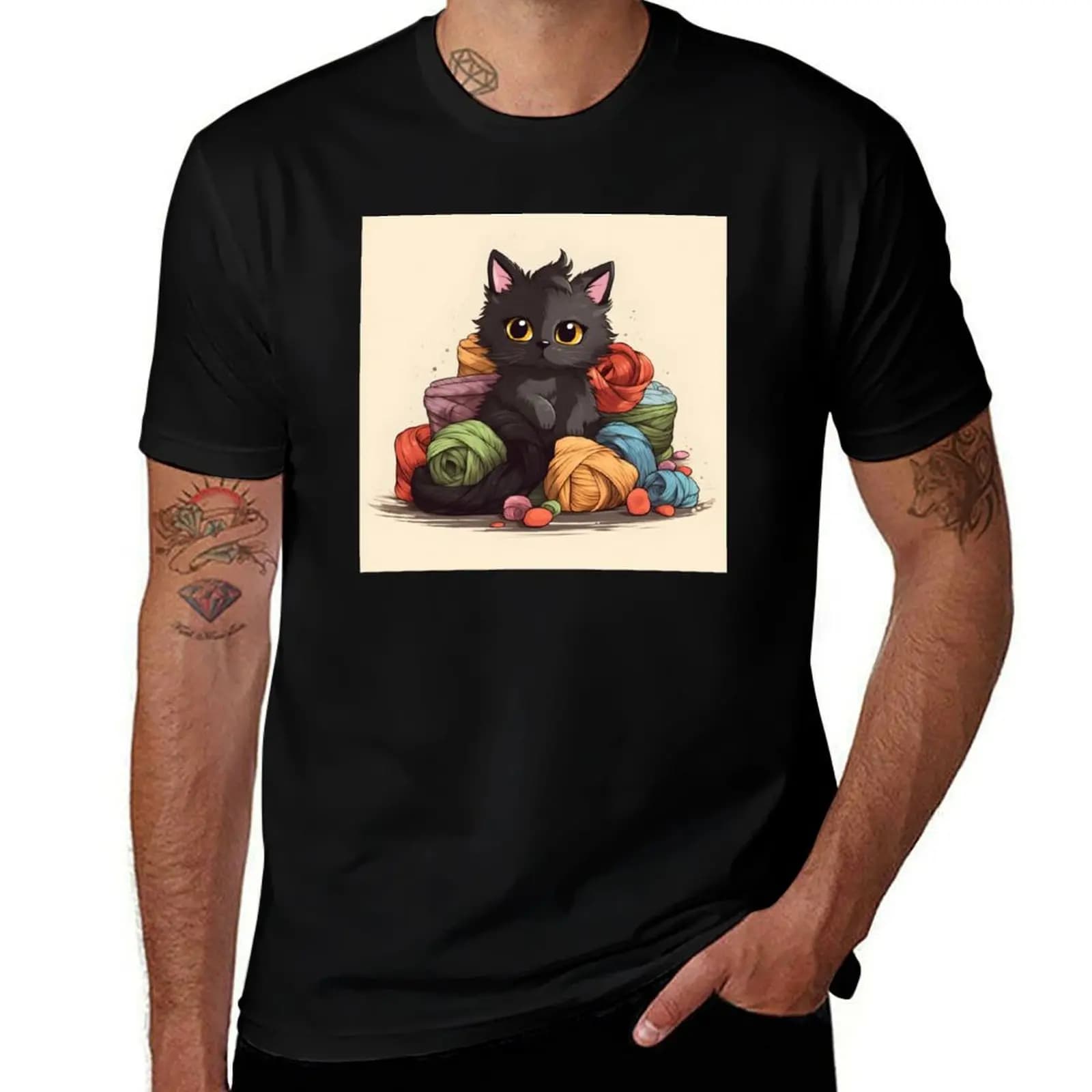 Cat yarn T-Shirt Plus Size Non-Shrink T-Shirt