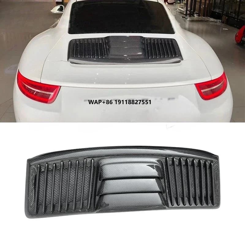 For911 991 Upgrade 911.2 Turbo Carbon Fiber Rear Wing Trunk Wing Tail Gate Boot Flaps Cover Engine Grille