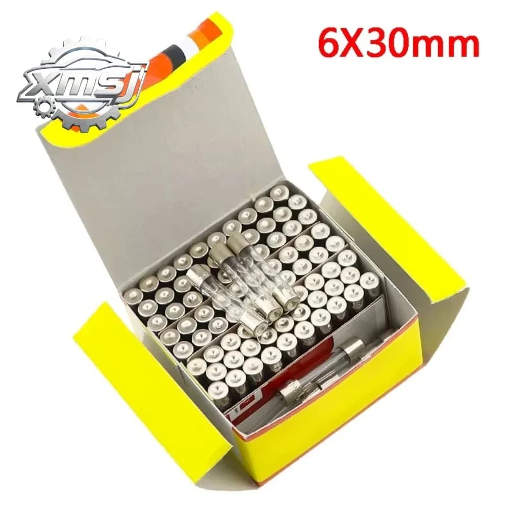 100 piezas 6*30mm fusible de vidrio tubo fusible 6x30mm fusión rápida 250V 0.5A 1A 2A 3A 4A 5A 6A 8A 10A 12A 15A 20A 25A 30A 6X3