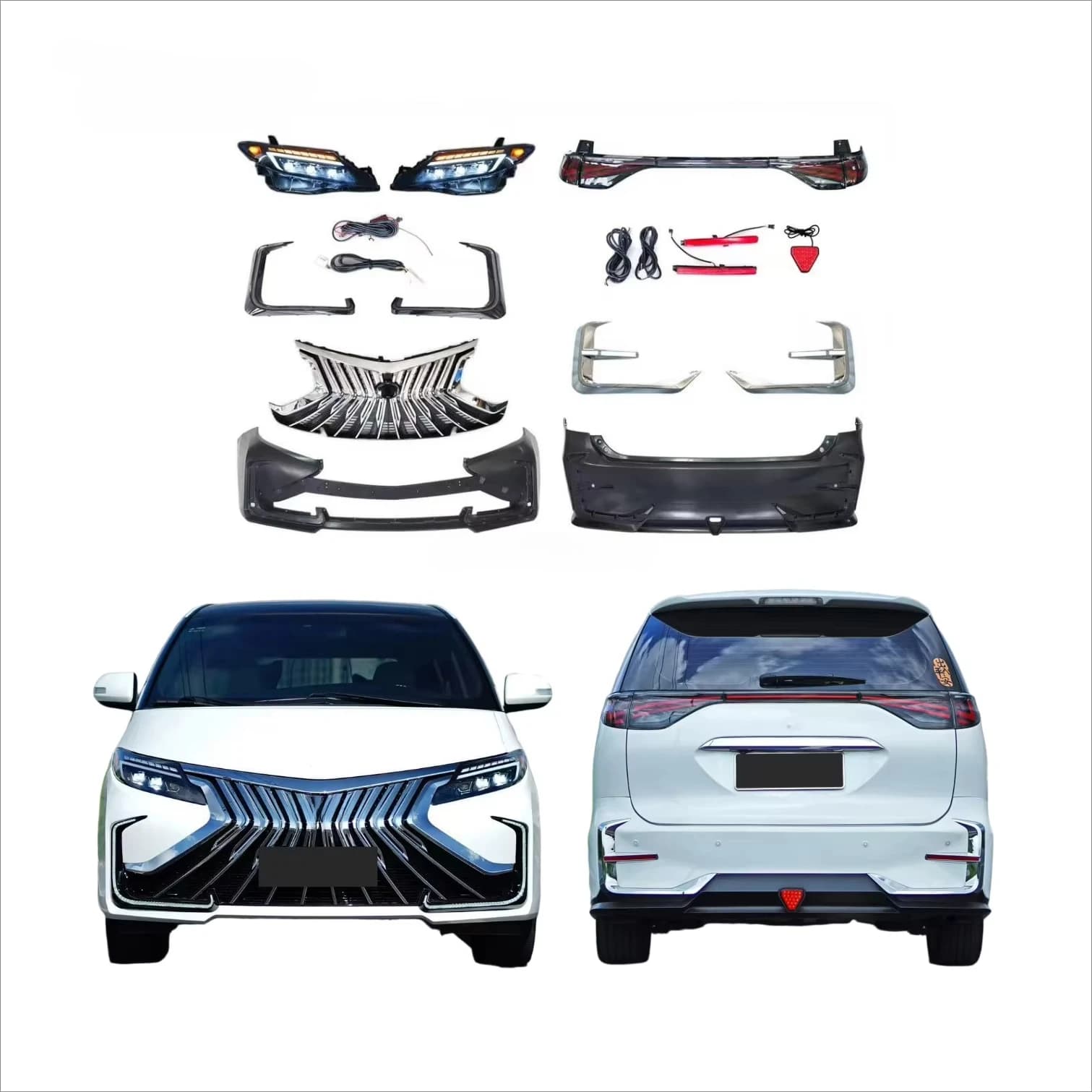 Body Kits for Toyo-ta Previa Estima Bodykit 2006-2016 Facelift PP Front Bumper Led Head Lights Tail Lights New Grille Design