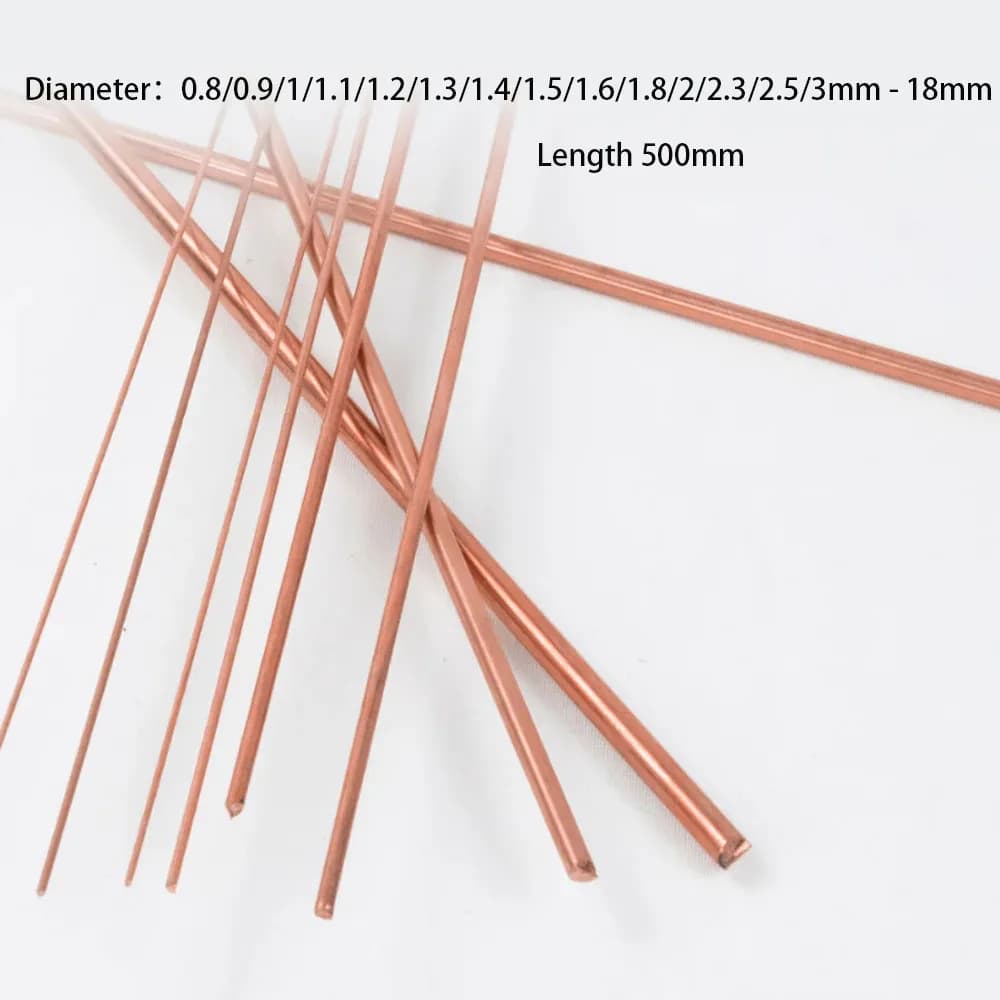 Copper Round Bar Metal Rods Diameter 0.8/0.9/1/1.1/1.2/1.3/1.4/1.5/1.6/1.8/2/3/4mm - 20mm Length 500mm Red Copper Electrode Rod