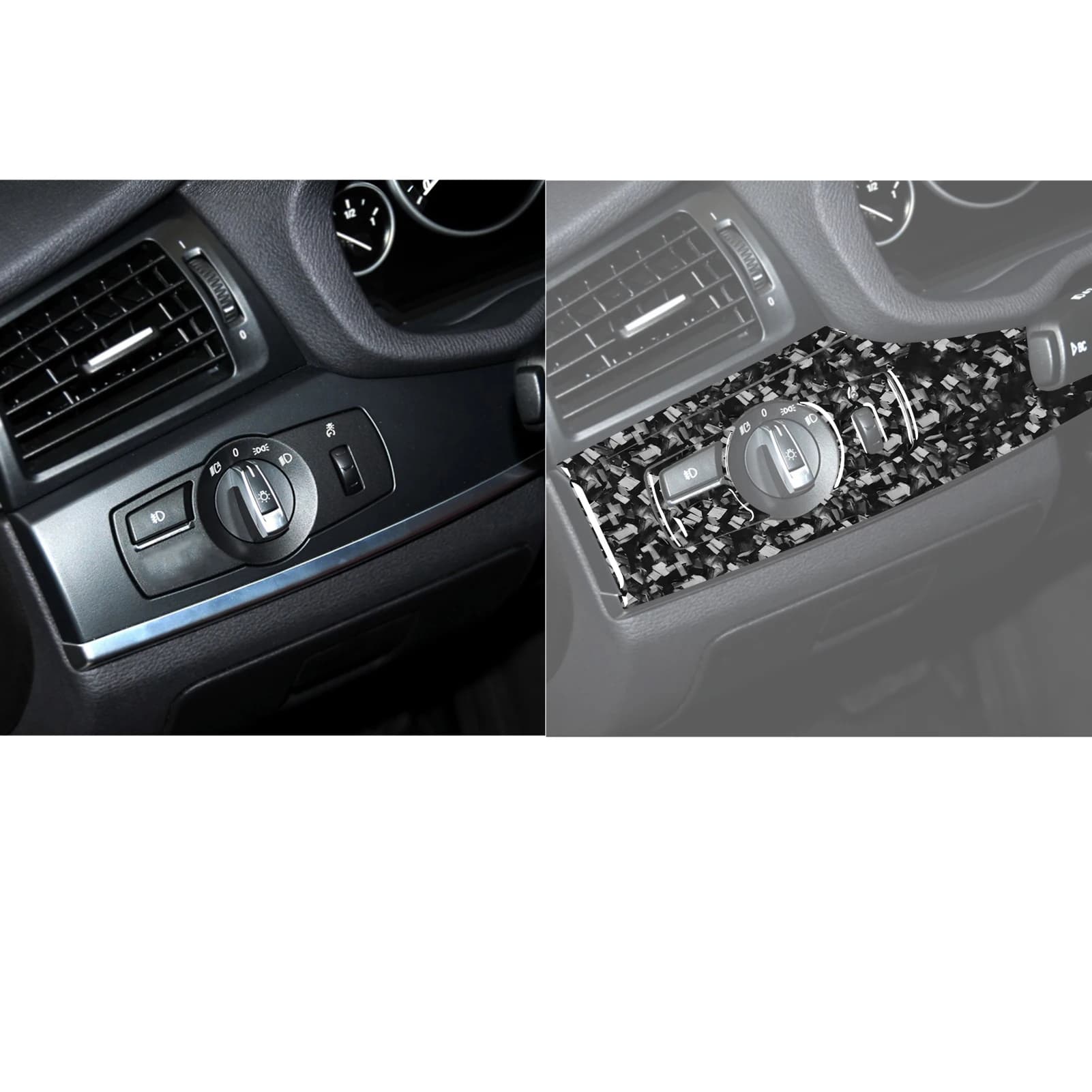 For BMW X3 F25 2011-2017 X4 F26 2014-2017 Forged Carbon Fiber Headlight Switch Button Control Panel Interior Accessory Stickers