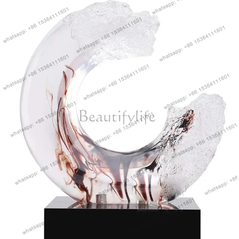 Study Sculptures Chinese Moon Home Decoration Living Room Lobby Front Desk Transparent Resin Statues Handmade Home Decoration