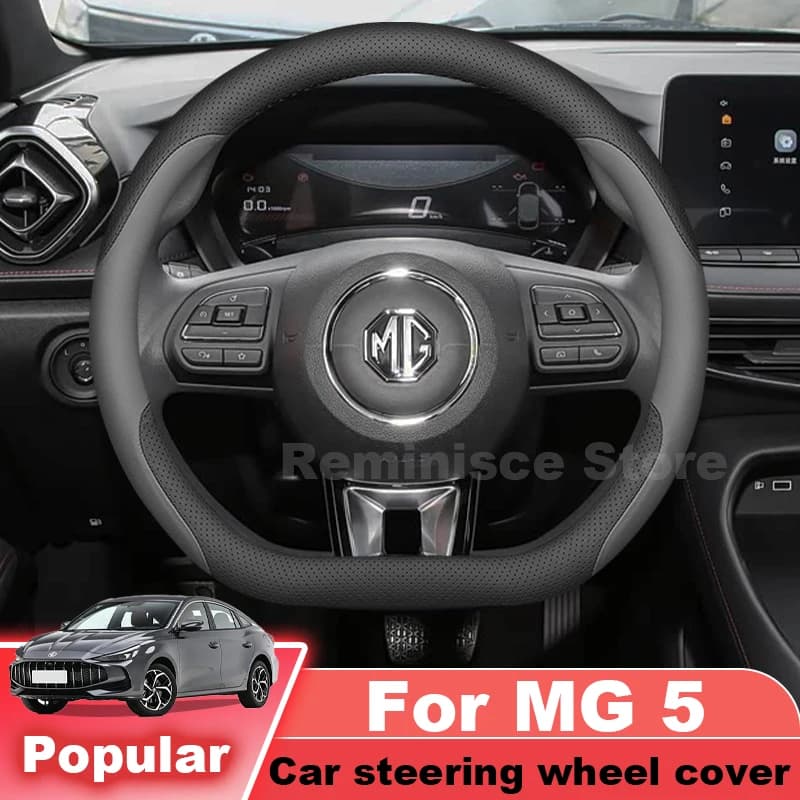 Leather Car Steering Wheel Cover For MG 5 MG5 2022-2025 2026 Marvel R ZS HS 2015-2022 D Type Auto Steering Wheel Accessories