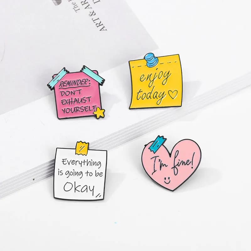 Creative Cartoon Positive Slogan Letter Brooch Zinc Alloy Enamel Pin Badge For DIY Clothing Bags Hat Decoration Accessories
