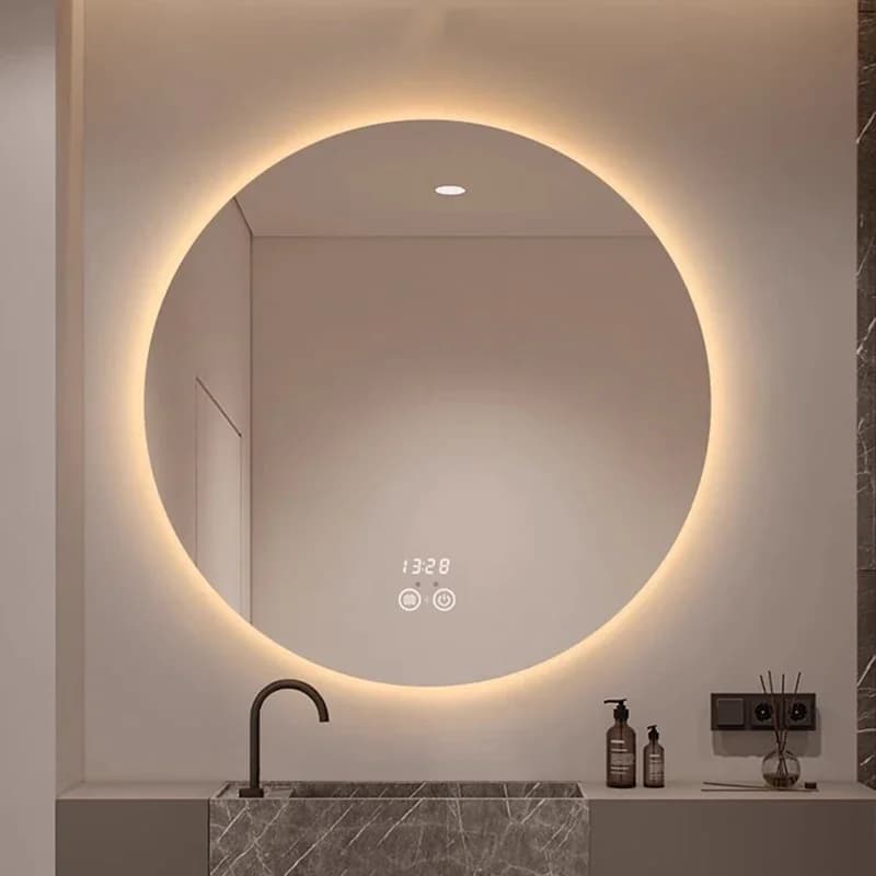 Light Shower Mirror Living Room Modern Bathroom Hanging Circle Mirror Funky Big Dressing Table Compact Espelhos Home Decorations