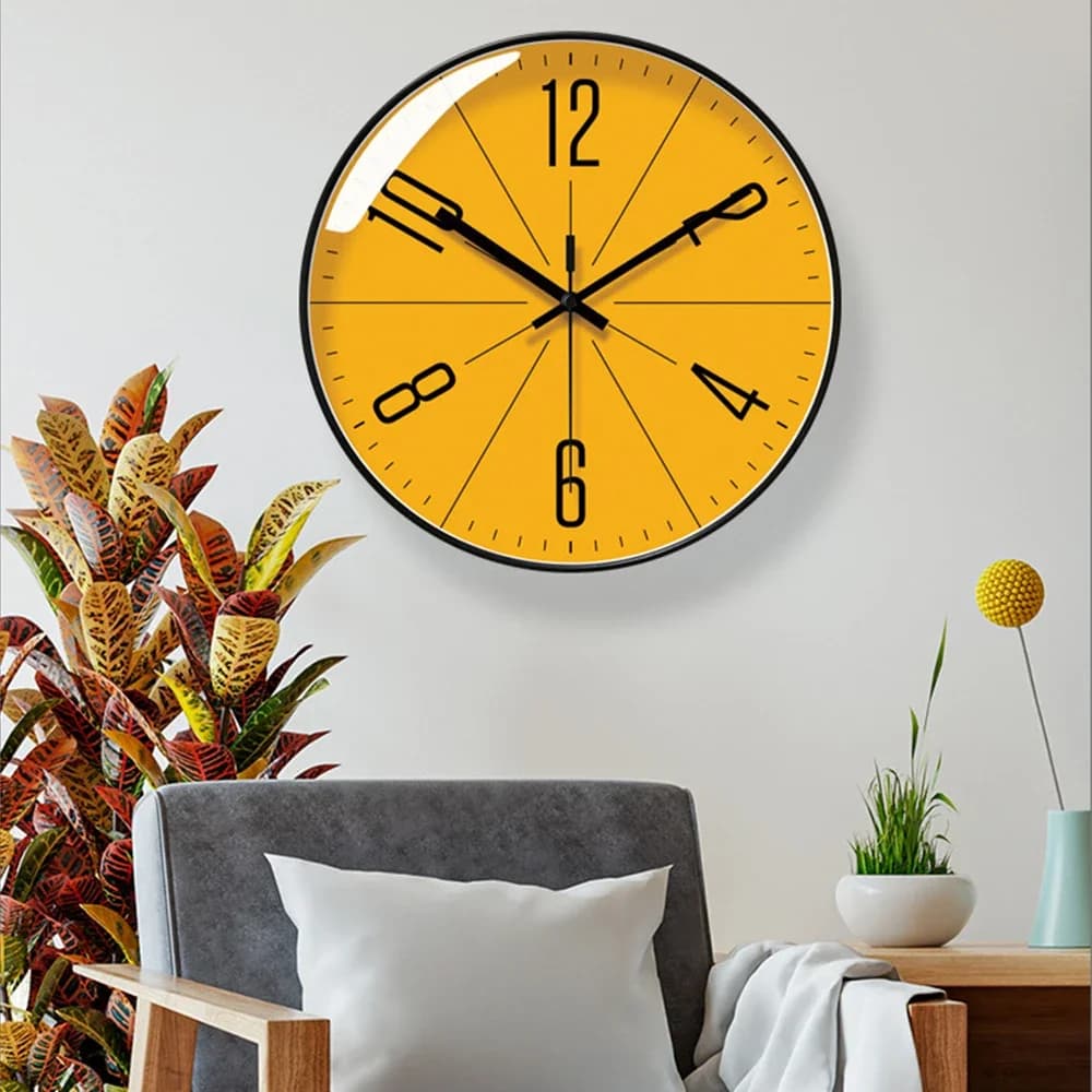 Simple Nordic Small Yellow Wall Clock Living Room Fashion Creative Silent Sweep Second Quartz Clocks Bedroom Home Decoration