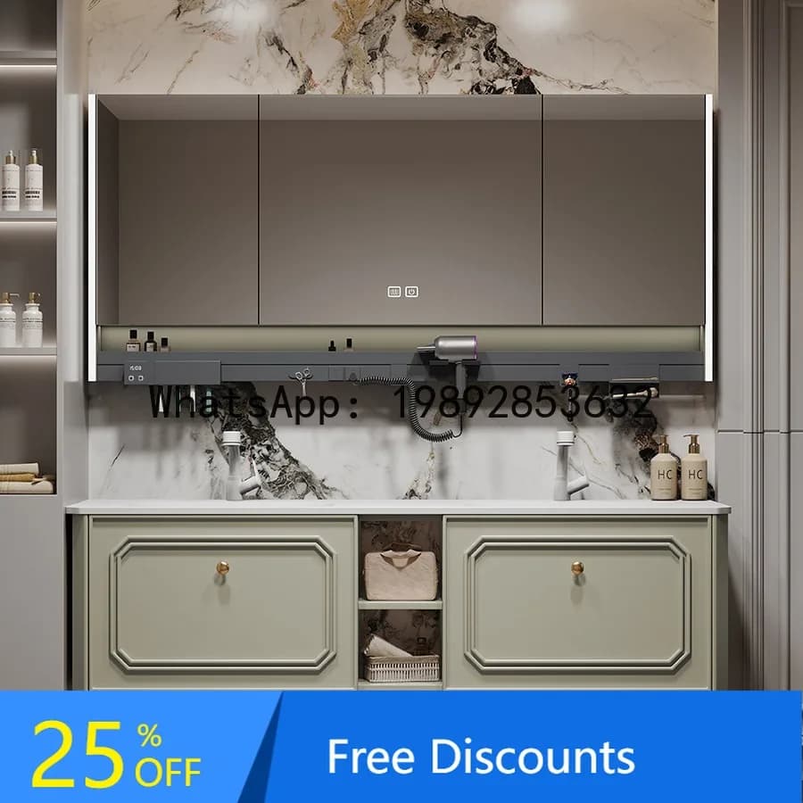 New Product: Rock Board Heat-Bent Seamless Double Basin Smart Luxury Household Washbasin with Painted Storage