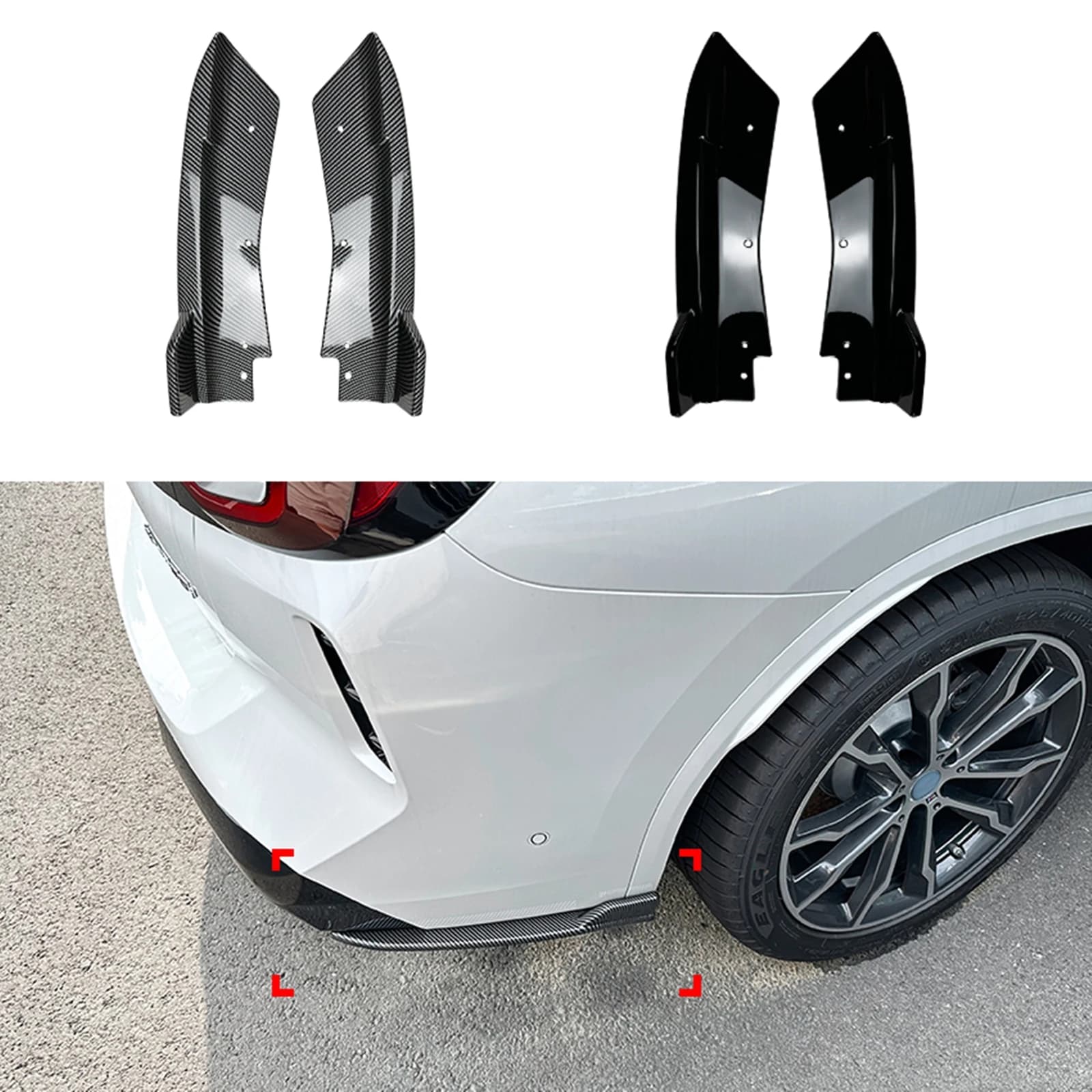 For BMW X3 G01 LCI M Sport 2022-2023+ Rear Bumper Side Corner Cover Spoiler Trim Boot Splitter Plate Protection