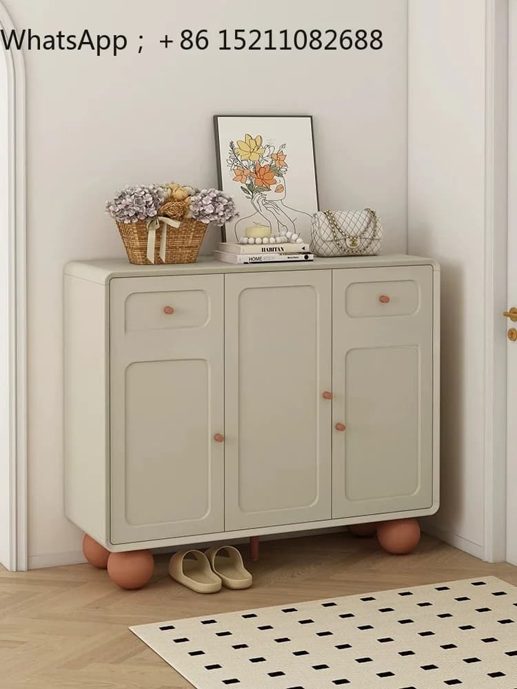 LLY simple-tone cream-style shoe cabinet is popular, and the entrance cabinet is extremely narrow at the door of the home.