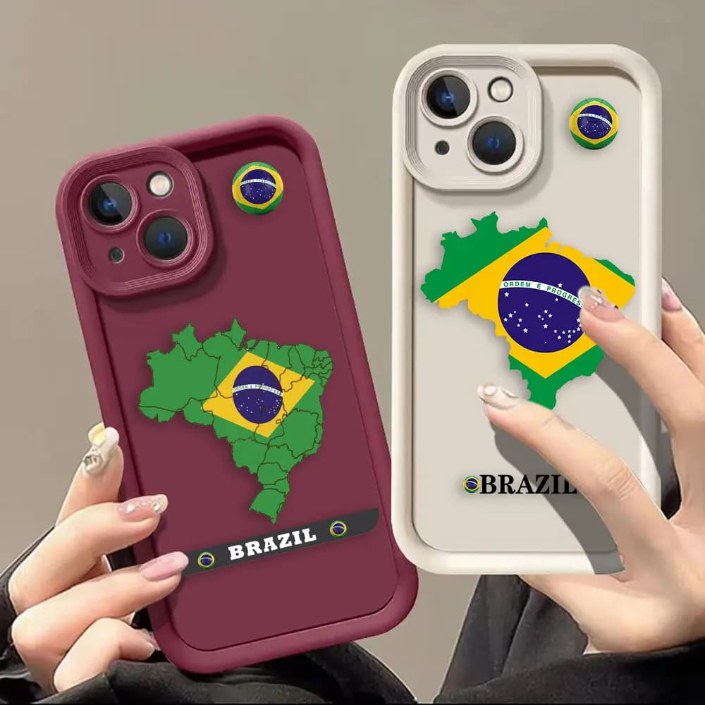 Brazil Flag Footbal Phone Case For iPhone 15 14 13 12 11 Pro XS Max X XR SE 7 8 6 6S Plus Soft Silicone Case Funda Coque Shell