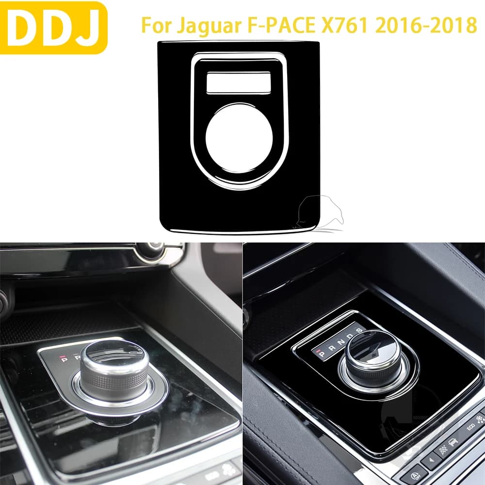 For Jaguar F-PACE X761 2016-2018 Accessories Piano Black Plastic Car Interior Gear Shifting Panel Trim Sticker LHD RHD