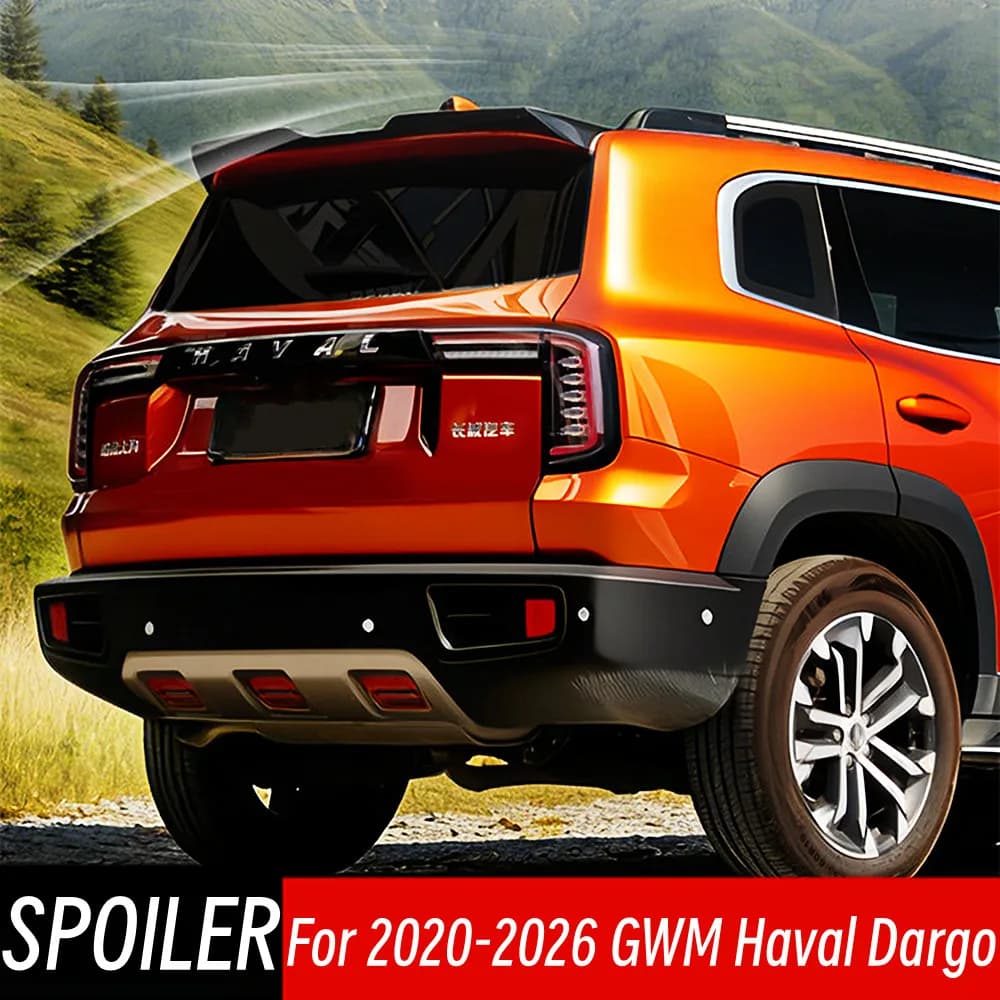 For 2020-2026 GWM Haval Dargo Rear Trunk Lid Spoiler Wings ABS Plastic Black Carbon Car Exterior Tuning Styling Accessories Part