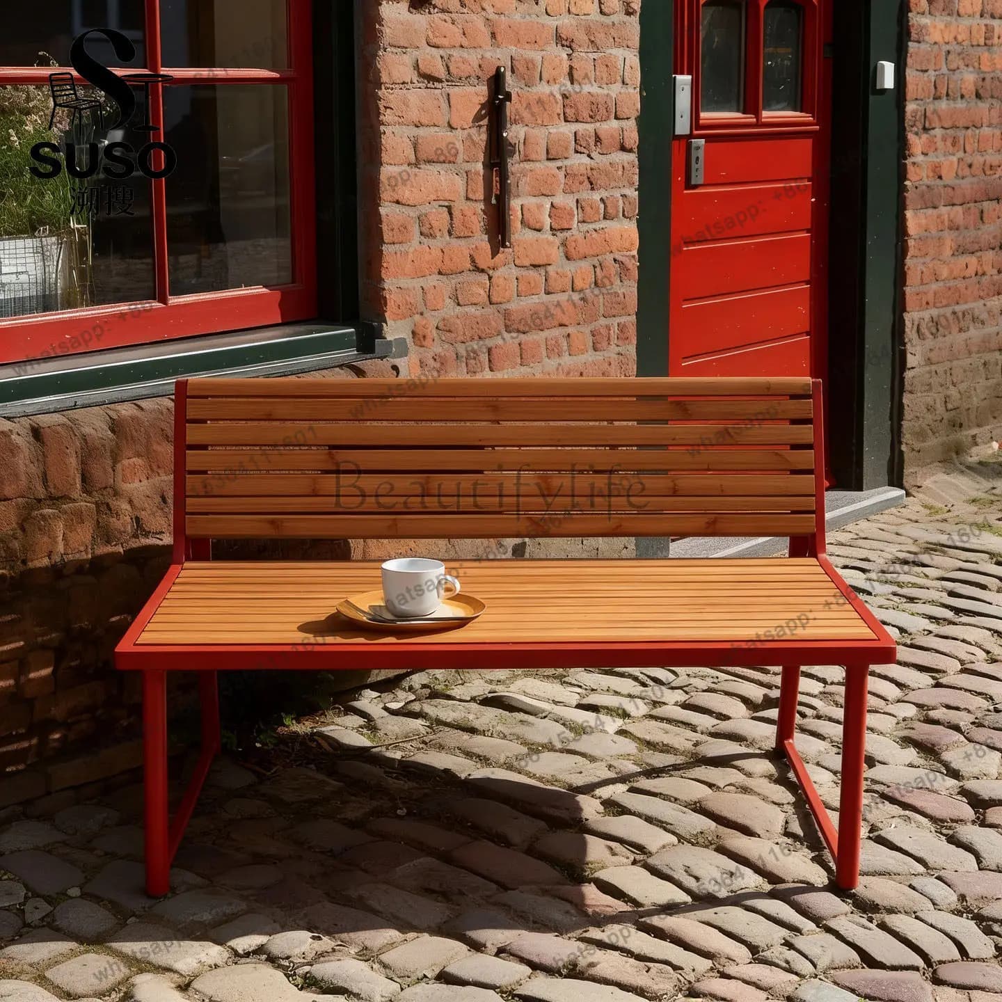 Outdoor scenic leisure benches Community square courtyard double back chair can be customized