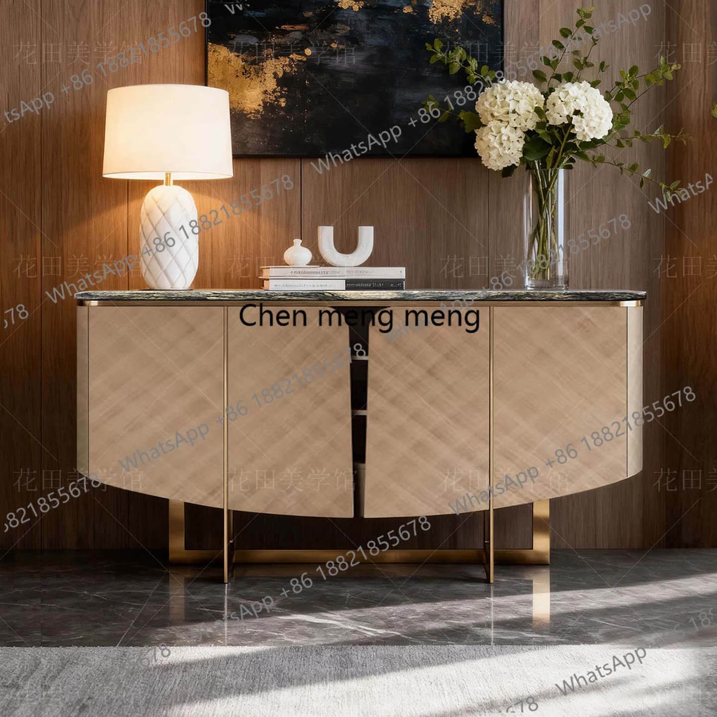 Light luxury natural marble dining side cabinet restaurant integrated high-end modern porch cabinet locker