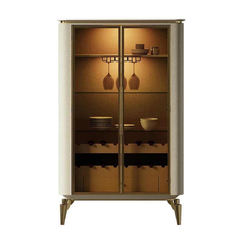 Wine cabinet living room against the wall, stainless steel glass double door light luxury dining side cabinet