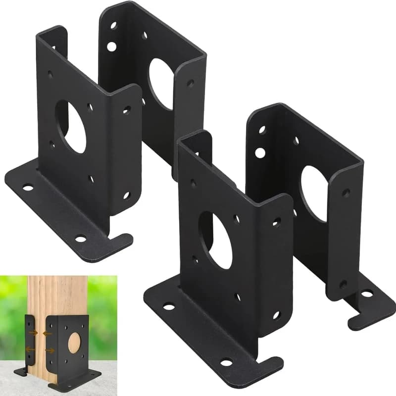 4Pcs Adjustable 4x4 Wood Fence Pergola Post Base Brackets kit Heavy Duty Post Anchor Base Brackets for Deck Railing Mailbox