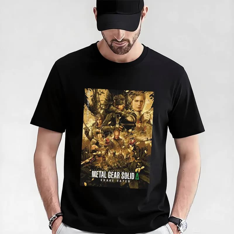 Metal Gear Solid MGS Game Gift T‑Shirt for Gamer 0315 Unisex Cotton Short Sleeve Tees Solid Snake Graphic Print Streetwear Tops