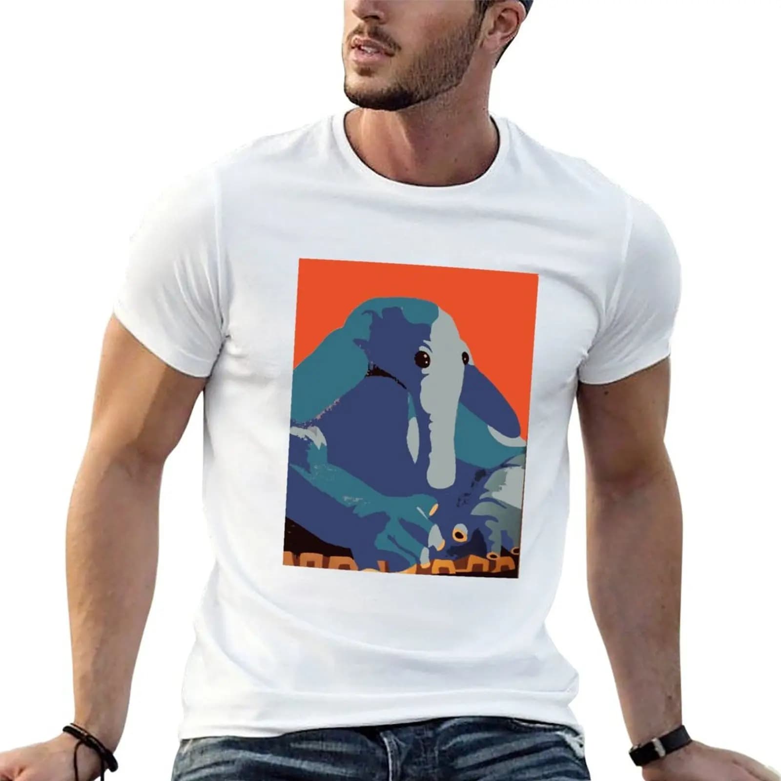 Max Rebo Pop Art T-Shirt plain Blouse mens white t shirts