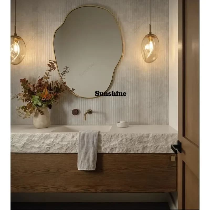 2025 Newly designed bathroom cabinet with one-piece rock basin, suitable for villas and hotelsY