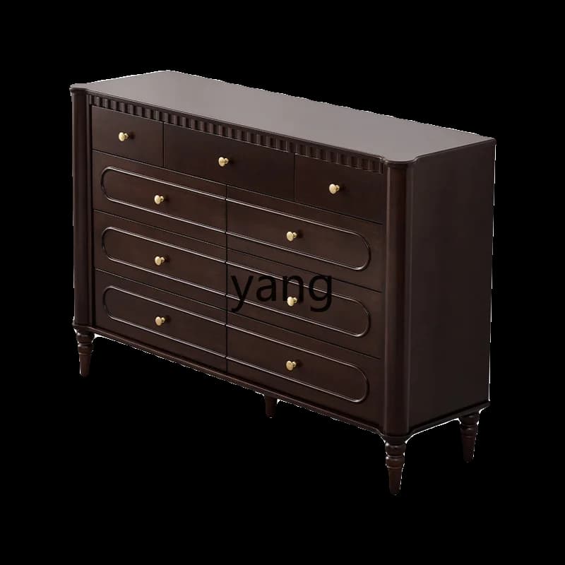 Lmm French light luxury retro pure solid wood nine-chest cabinet American bedroom storage drawer cabinet