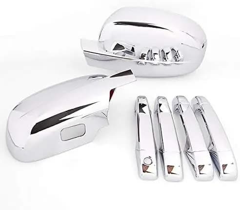 Premium Grade Chrome Side Door Handle + Full Mirror Cover Fit for 07-13 Chevy Silverado Tahoe