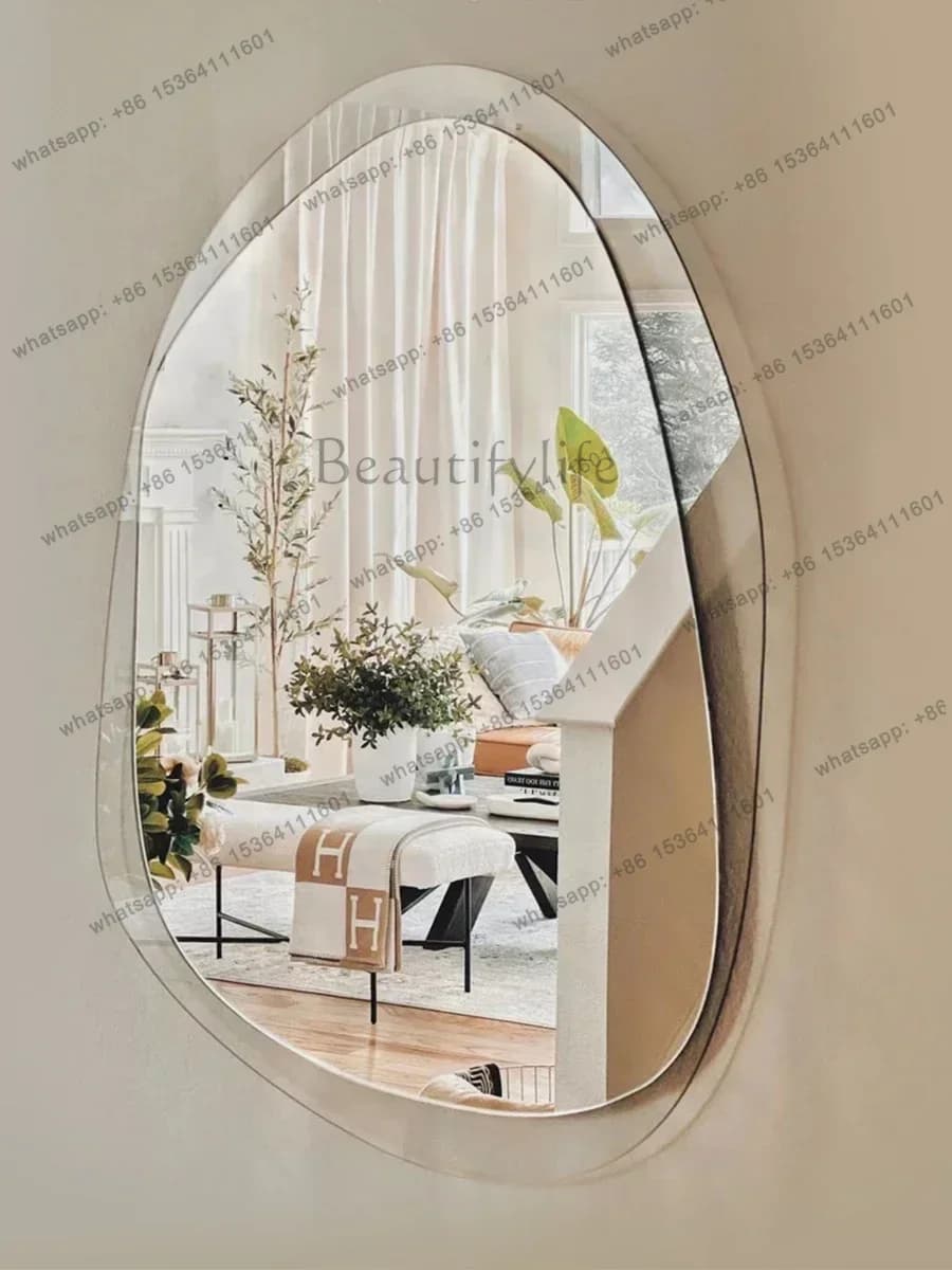 Makeup Bathroom Mirror Wavy Living Room Infinity Modern Vanity Aesthetic Mirror Irregular Aesthetic Espelhos Decoracao Quarto