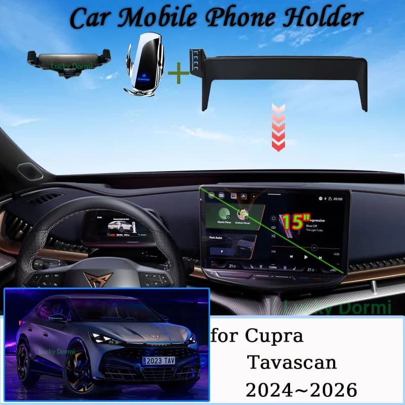 Car Mobile Phone Holder for Cupra Tavascan 2024 2025 2026 Screen Mount MagSafe Bracket Wireless Charger Stand Auto Accessories