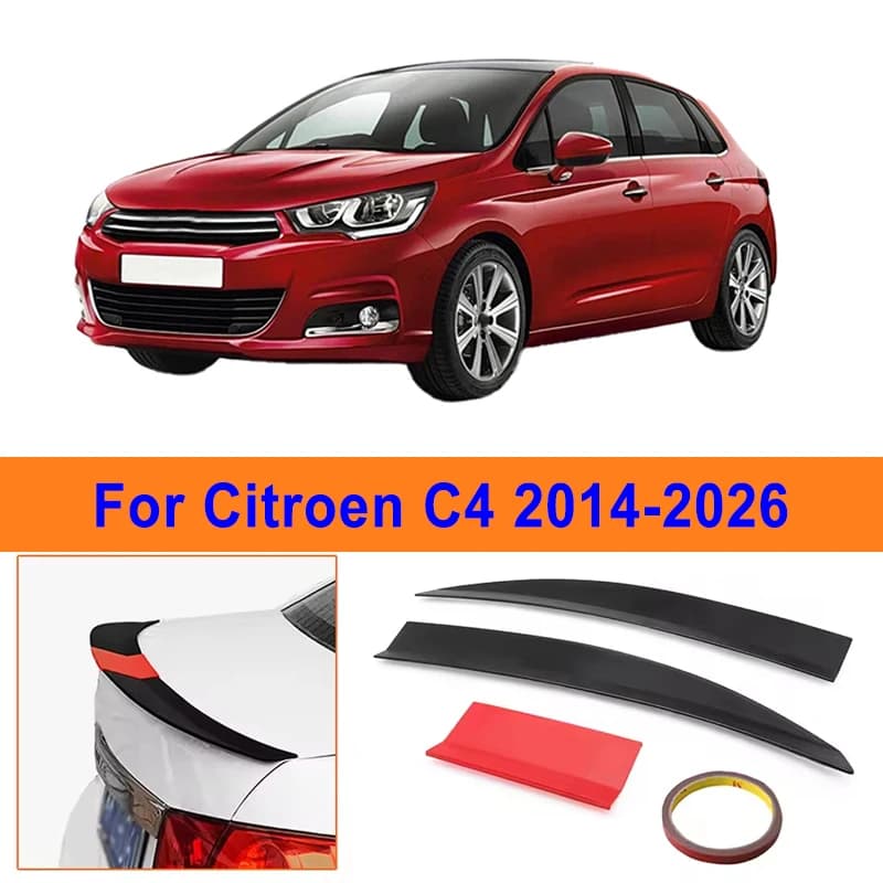 For Citroen C4 2014-2026 3-Section ABS Rear Trunk Spoiler 115-125cm Adjustable Sports Decor Top Wing Car Exterior Parts