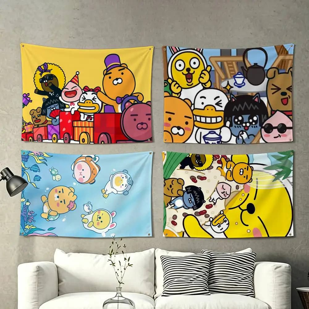 Top Selling Kakao F-Friends Cute  Flags for Bedrooms Home Decor Items Outdoor Decors Garage Decoration Flaga