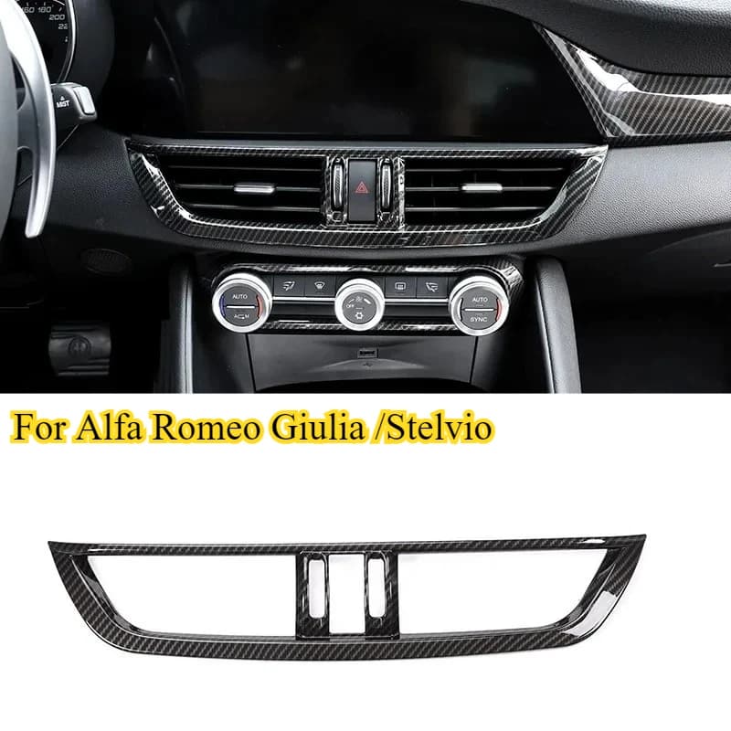 For 2017 2018 2019 2020 Alfa Romeo Giulia Stelvio ABS Carbon Fiber Car Interior Center Console Air Conditioning Vent Frame Trim