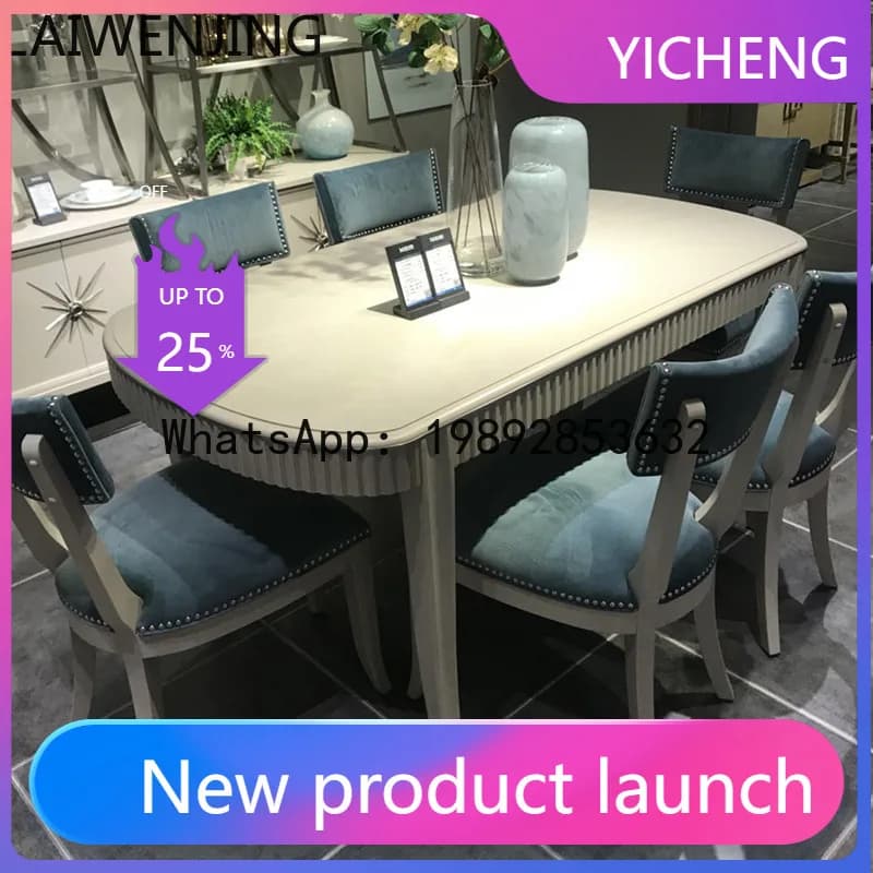 A2-3  American light luxury solid wood rectangular dining tle and chairs post-modern simple furniture