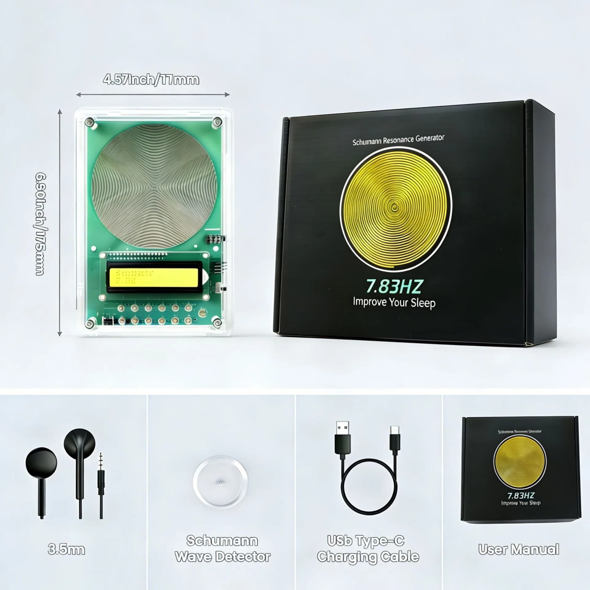 Schumann Wave Generator 7.83Hz Pure Sine Wave Adjustable Frequency 0.1~200khz Signal Generator with External Output