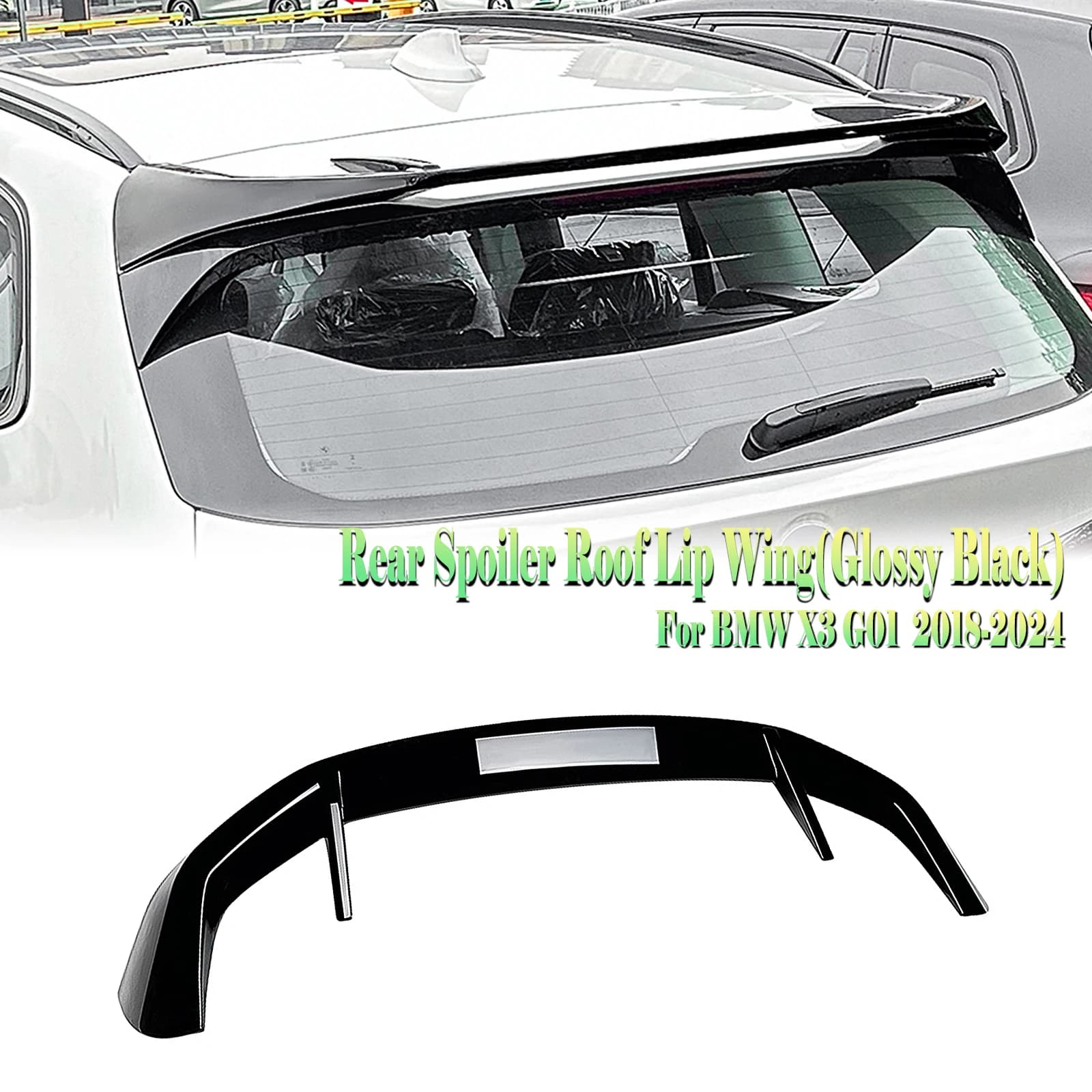 For BMW X3 G01 2017-2026 Rear Trunk Roof Spoiler Wing Lip Carbon Fiber Look/Gloss Black Upper Splitter
