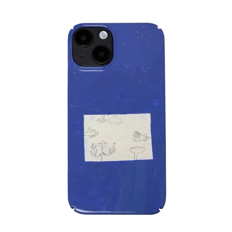 Blue and White Grid Illustration Phone Case for IPHONE 17 Air 16E 15PROMAX 14Plus 13 12 MINI 11PRO 16Plus XR Acrylic Phone Cover