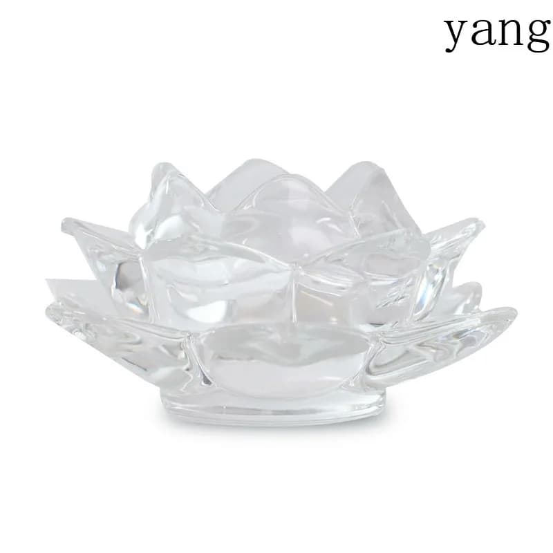 CX crystal lotus seat six-petal transparent glass temple home ornament craft candlestick