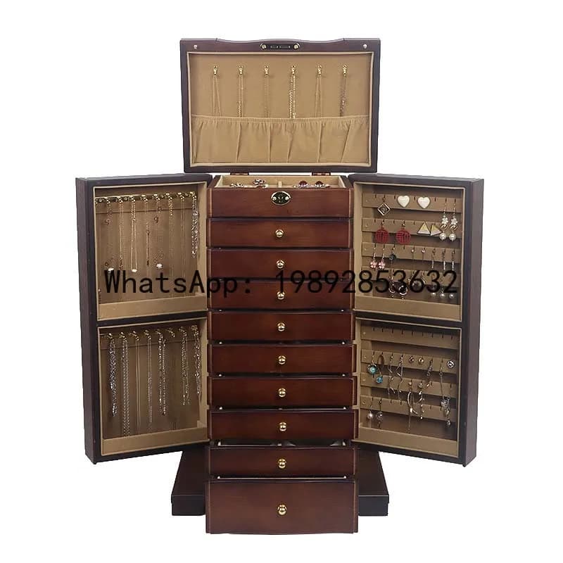 Jewelry Storage Box High-End Exquisite Large Capacity Solid Wood Jewelry Box Multi-Layer Lockable Hand Accessories