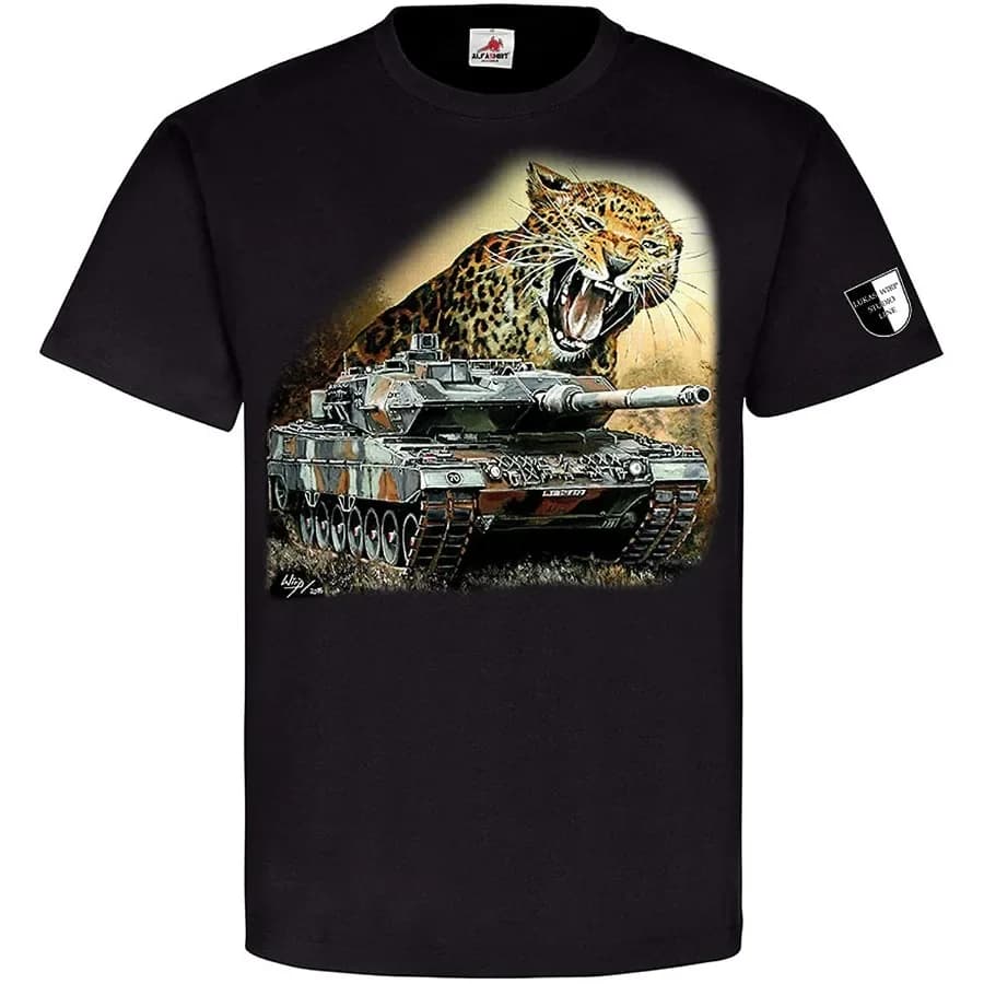 Lukas Wirp Leo 2 with Leopard Tank German Army Painting Military Men T-Shirt Short Casual 100% Cotton