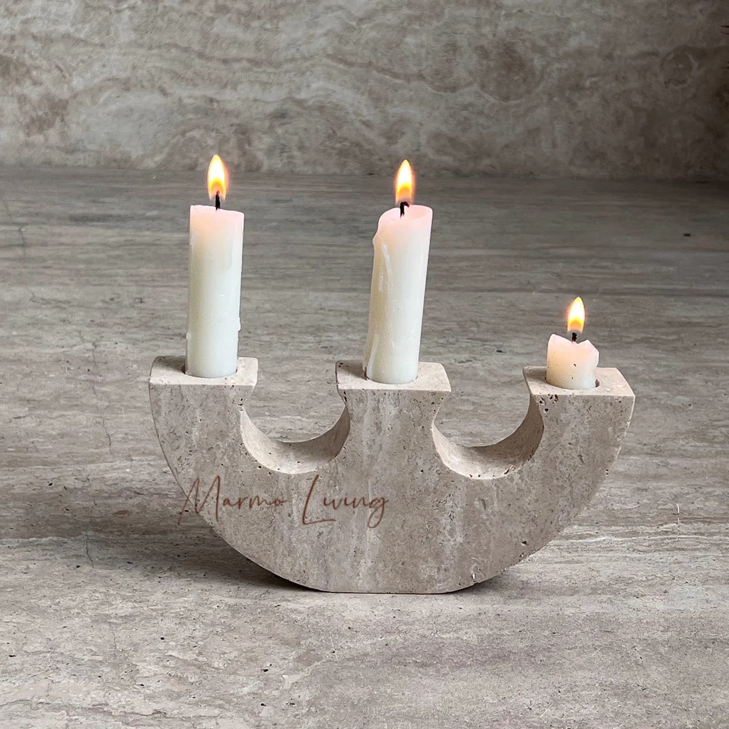 Wabi Sabi Natural Stone Candle Holder for Living Room Bedroom Nightstand Designer Decoration