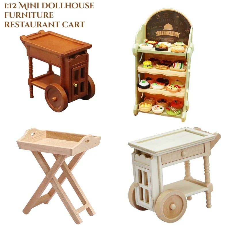 1:12 mini brown retro dining room Mini kitchen mini furniture Restaurant cake stand miniature furniture miniature scene gifts